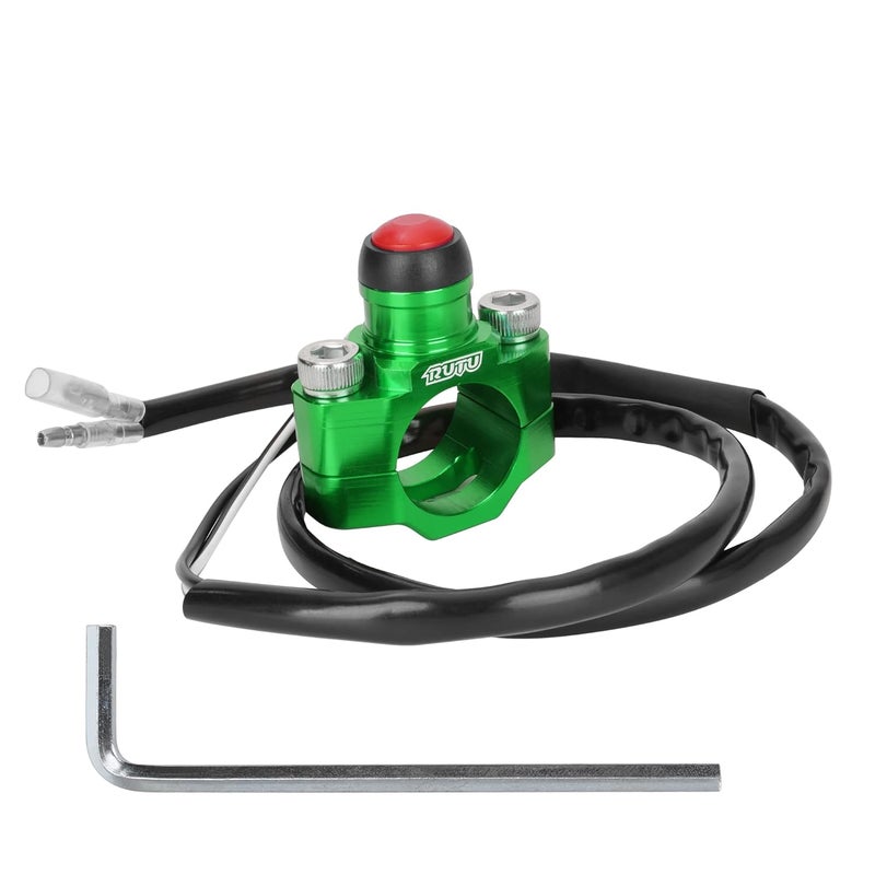 RUTU CNC Universal Motorcycle Engine Stop Start Kill Switch Button with Mounting Backplate for KLX450 KLX250 KLX110 CR125 CRF250 CRF450 XR250 ATV,Dirt Pit Bike,Scooter,Quad - Green - Image 1